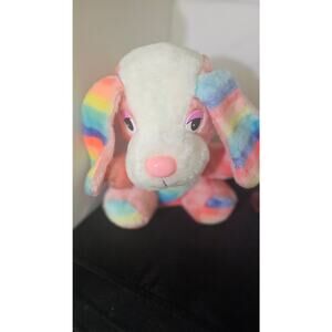Vintage Wonder Toys Rainbow Neon pink Plush Dog Carnival Prize 12” California D1